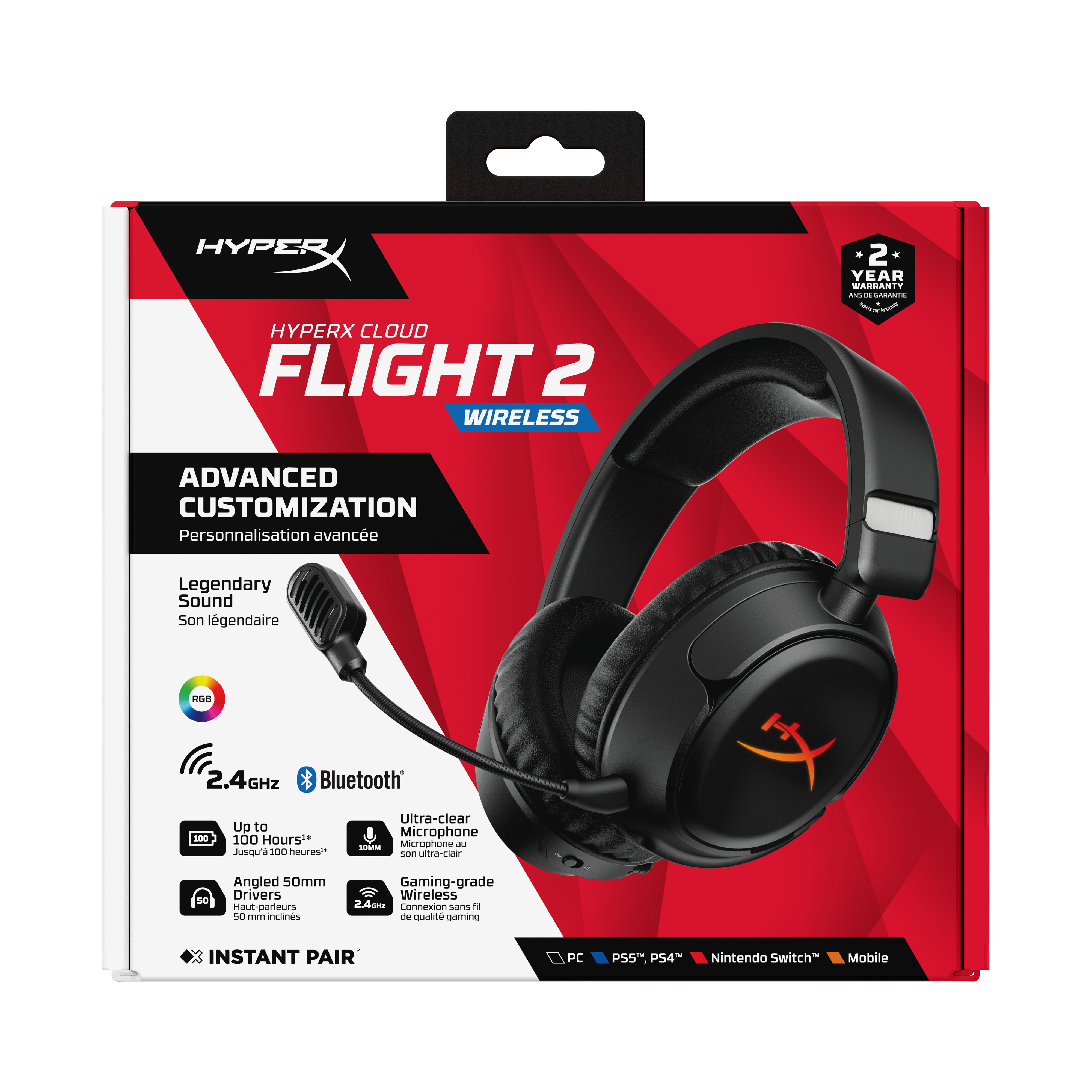 HyperX Cloud Flight 2 Trådløs Høretelefoner Sort