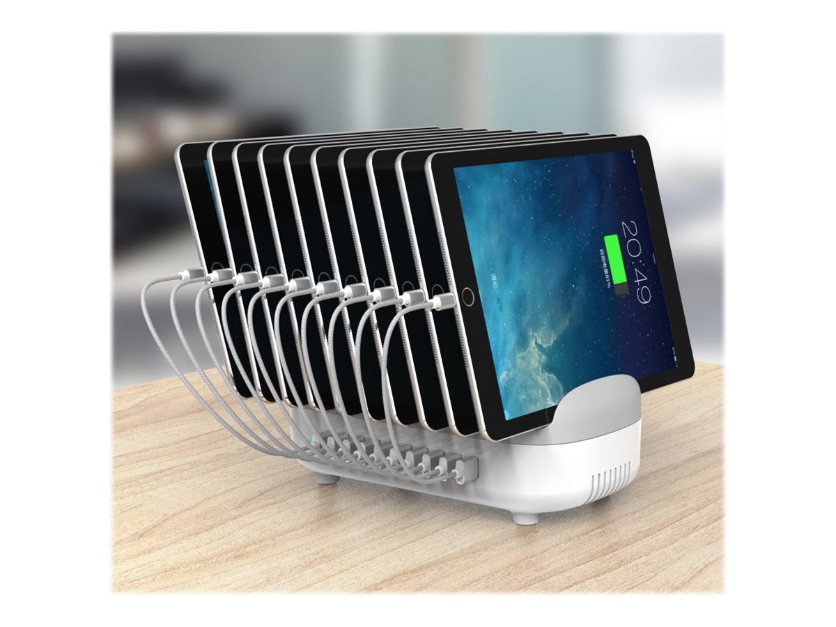 Compulocks 10 Ports USB Charging Dock Station With EU Plug - Opladningsstation - 120 Watt - 2.4 A - 10 output-stikforbindelser (USB)