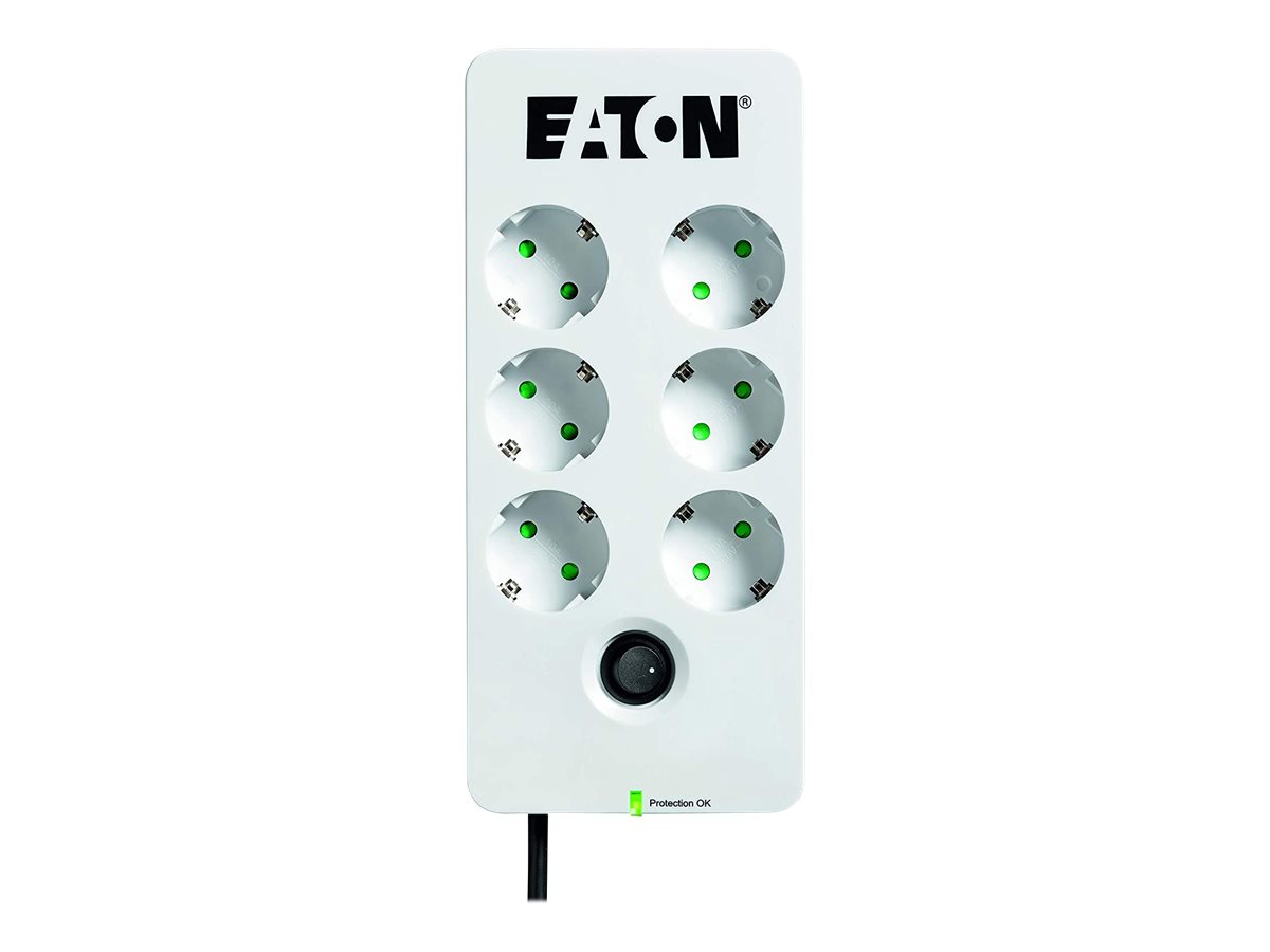 Eaton Protection Box 6 DIN - Strømstødsbeskytter - AC 220-250 V - 2500 Watt - output-stikforbindelser: 6 - hvid
