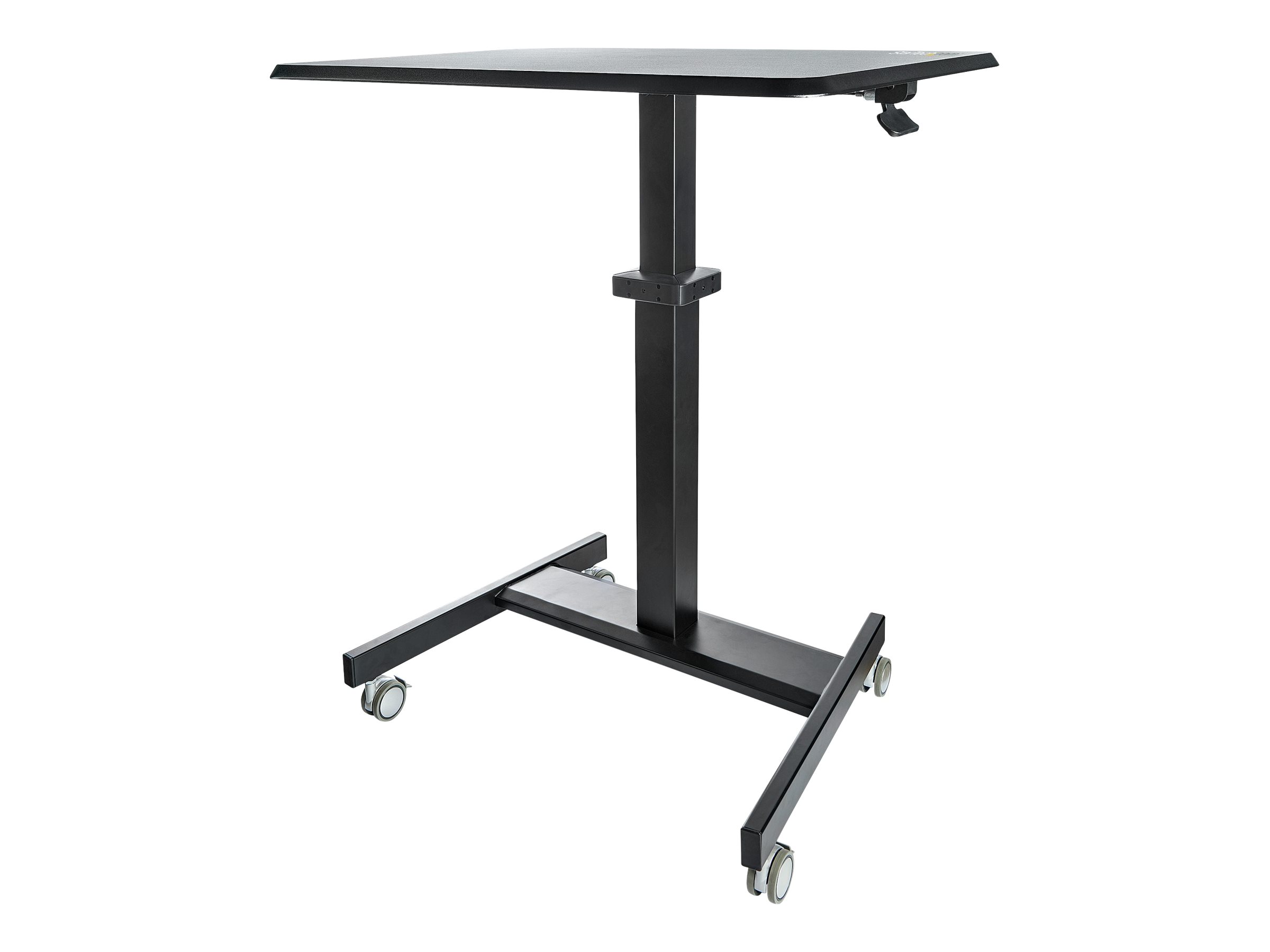 StarTech.com Mobile Standing Desk, Portable Sit Stand Ergonomic Height Adjustable Cart on Wheels, Rolling Computer/Laptop Workstation Table Locking