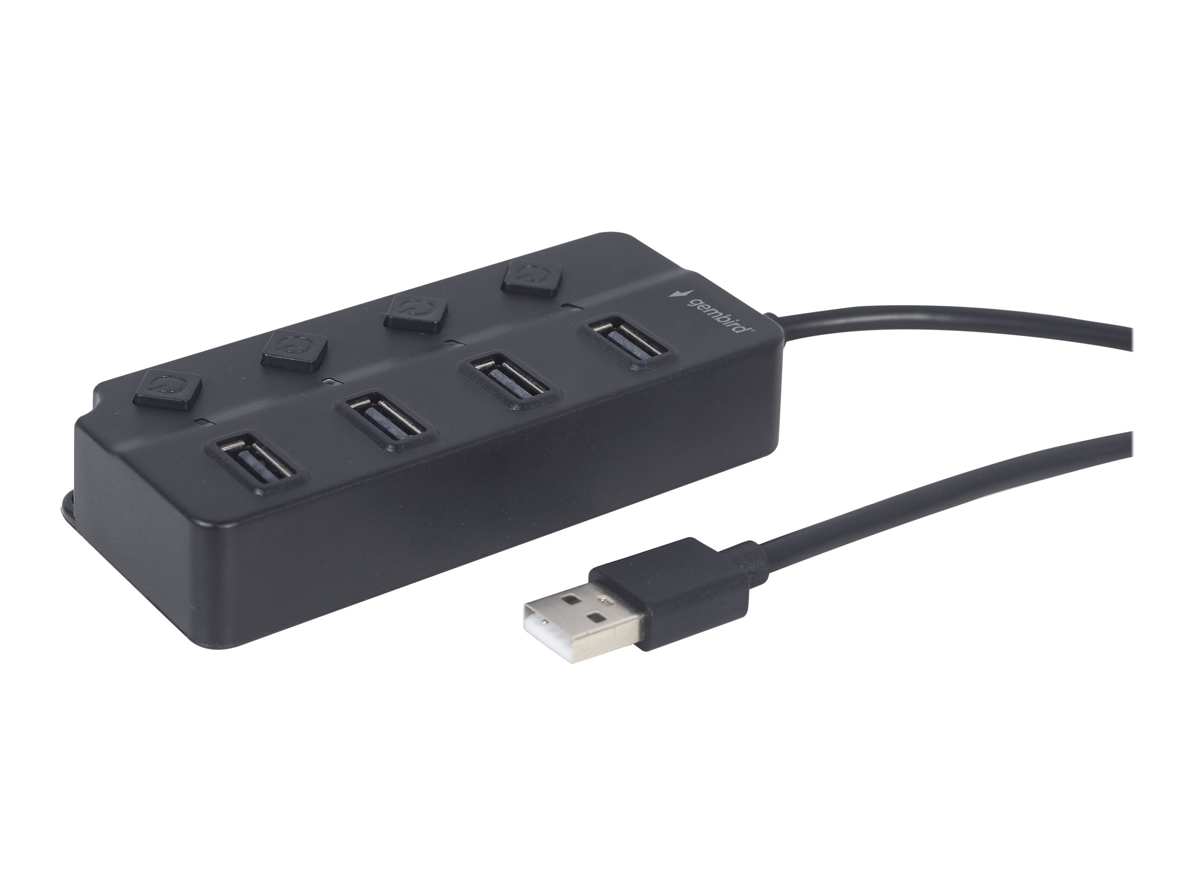Gembird UHB-U2P4P-01 - hub - with switches - 4 ports USB hub - 4 ports - Sort