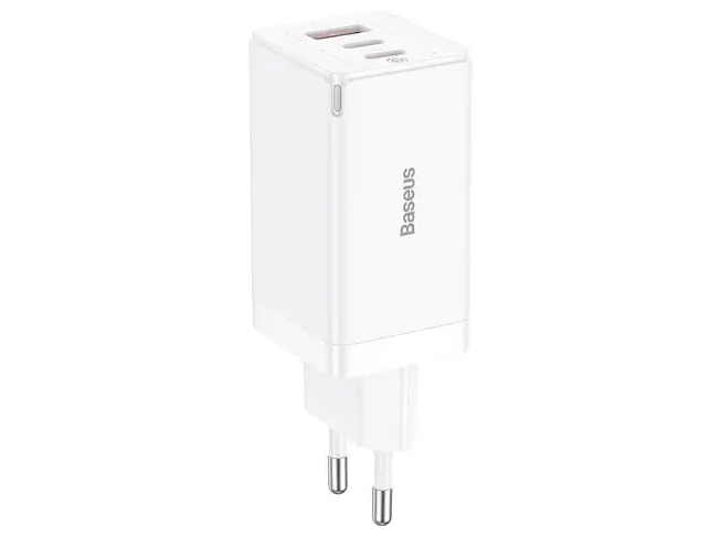 Baseus Wall charger GaN5 Pro 2xUSB-C + USB 65W (white)