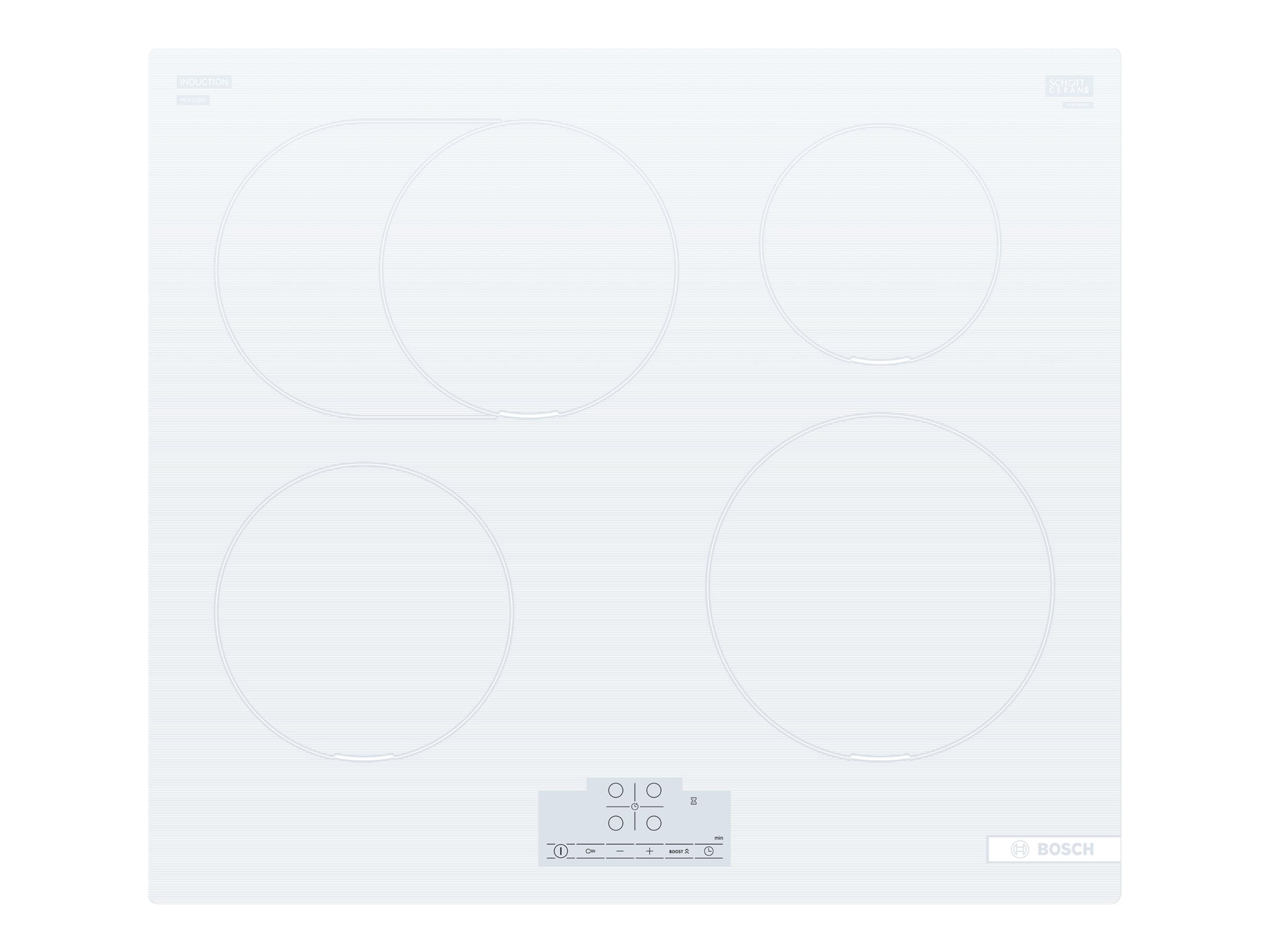 Bosch Serie | 6 PIF612BB1E - Induktions kogeplade - 4 plader - Niche - bredde: 56 cm - dybde: 49 cm - rammeløs - azure white