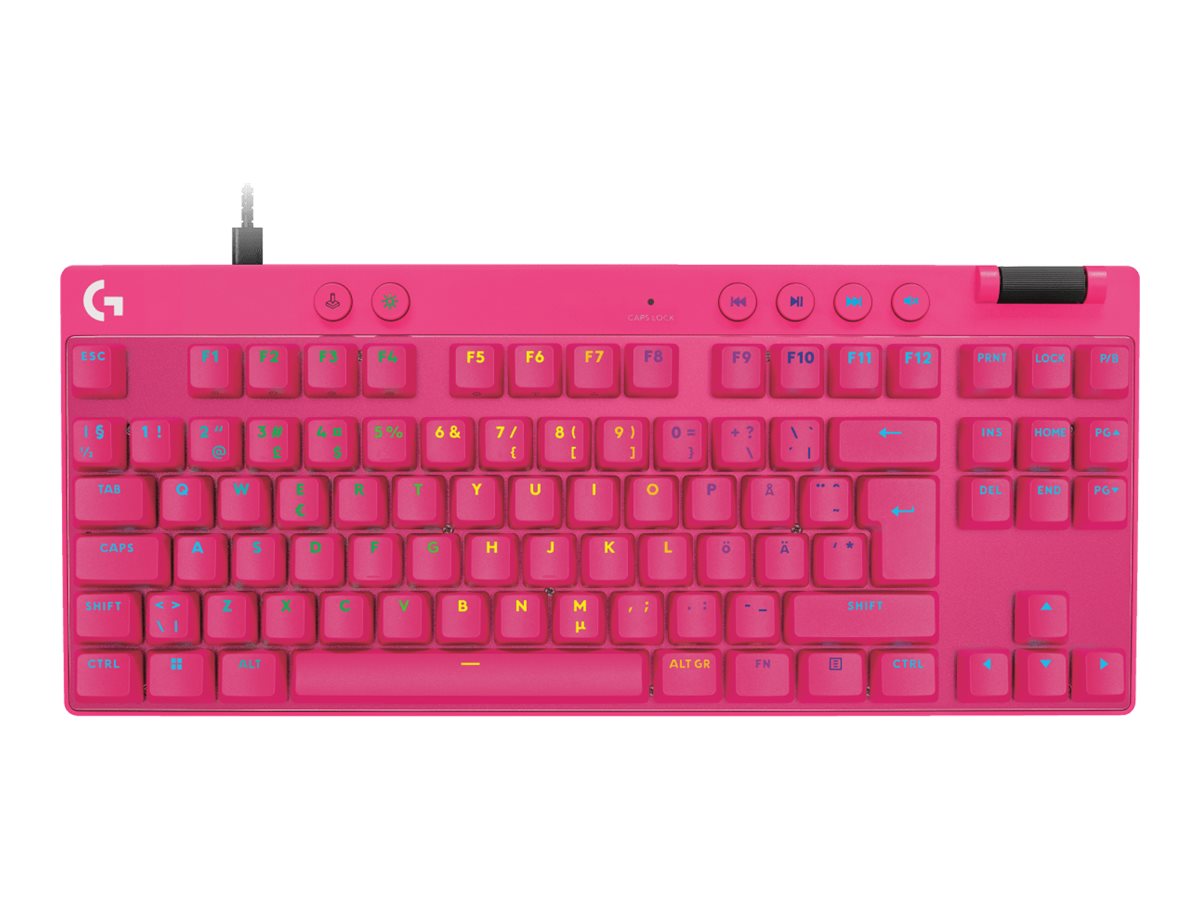 Logitech G PRO X RAPID - Tastatur - TKL - bagbelyst - USB - QWERTY - nordisk (dansk/finsk/norsk/svensk) - tastkontakt: Linear - pink