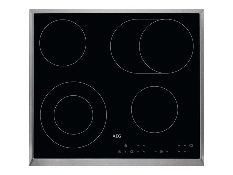 AEG HK634060XB - Keramisk kogeplade - 4 plader - Niche - bredde: 56 cm - dybde: 49 cm - med rustfrit stål-pynt - sort