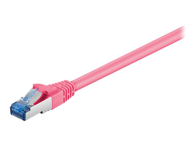 Goobay Netværkskabel CAT 6A, S/FTP (PiMF), magenta, 1 m kobberleder (CU), halogenfri kabelkappe (LSZH)