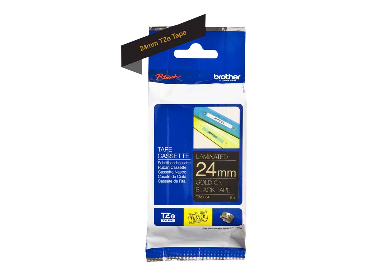 Brother TZe R354 - Gold on black - Roll (2.4 cm x 4 m)