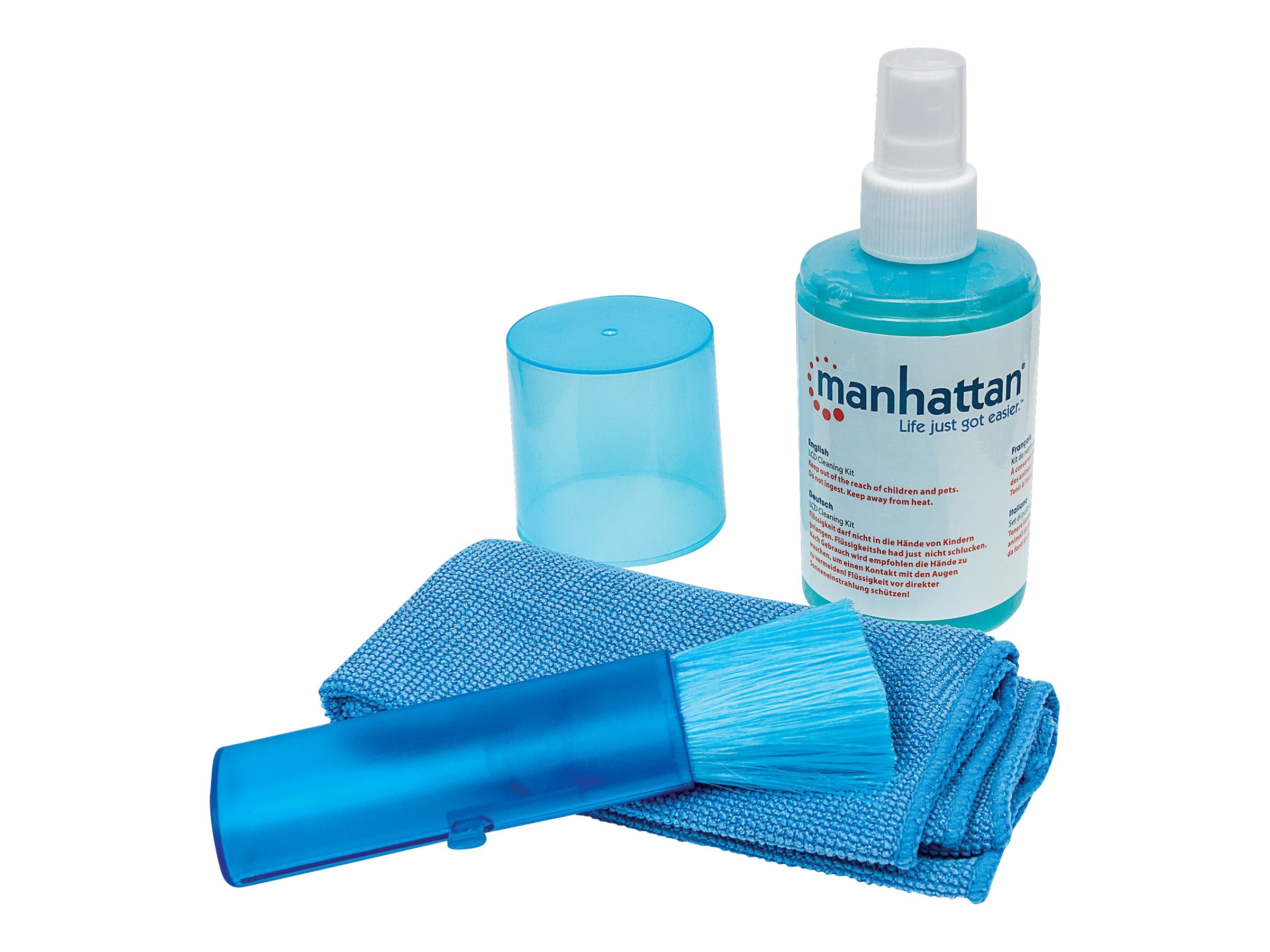 Manhattan LCD Cleaning Kit, Alcohol-free, Includes Cleaning Solution, Brush and Microfibre Cloth, Blister Rengøringsskærm til LCD-skærm