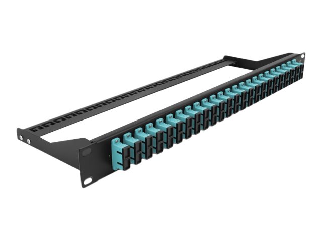 Delock - Patchpanel - rackmonterbart - SC Duplex MM X 24 - Sort, Aquamarine - 1U - 19