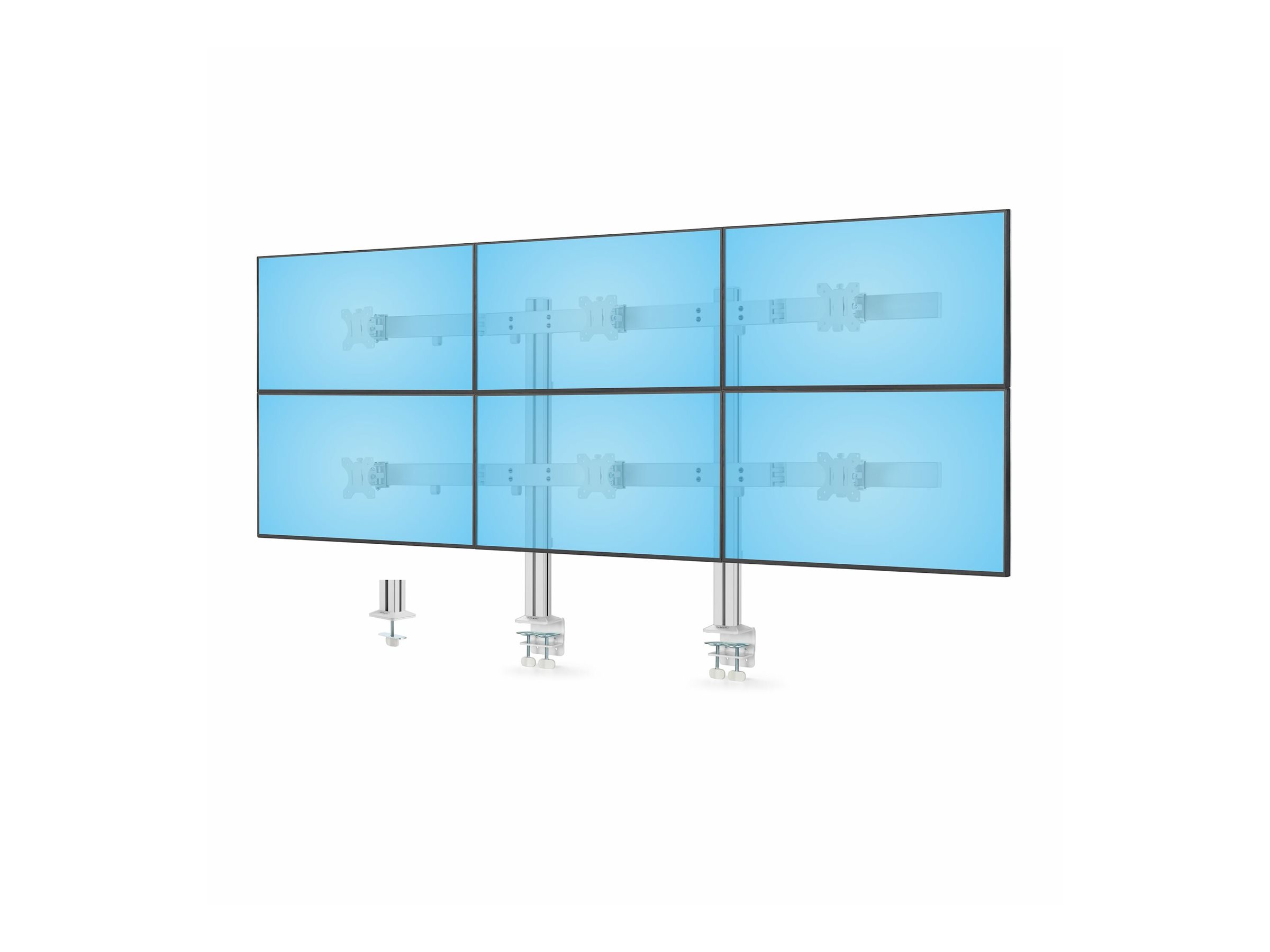 StarTech.com Six-Monitor Desk Mount w/ Crossbar Up To 32" Screens/17.6lb mounting kit - for 6 LCD displays - column dual - white