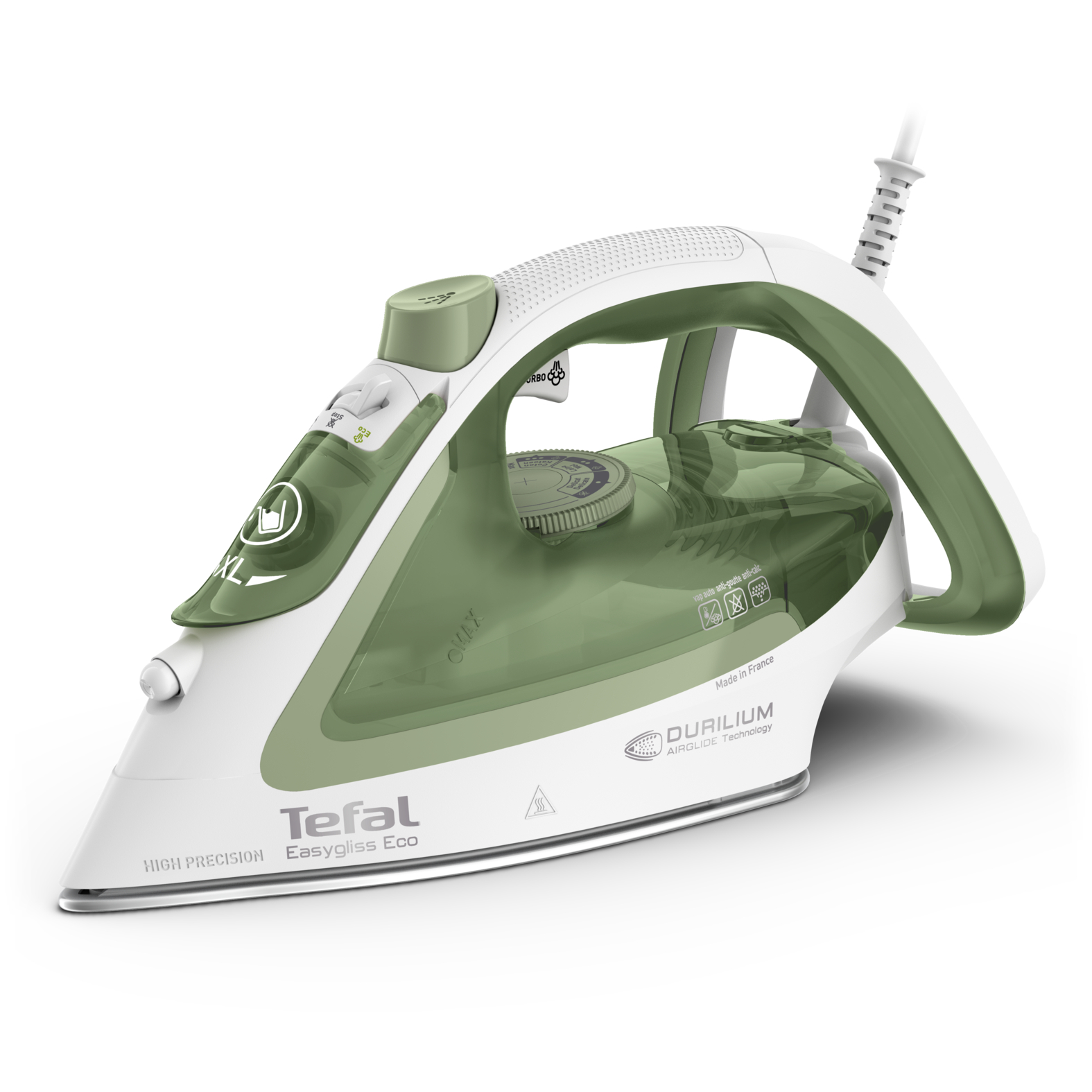 Tefal Easygliss Eco FV5781 Tør & dampstrygejern Durilium Airglide-sålplade 2800 W Hvid, Grøn billede