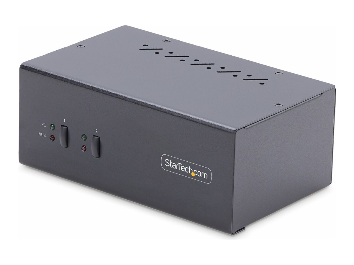 StarTech.com 2-Port Dual-Monitor DisplayPort KVM Switch, 4K 60Hz, 2x USB 5Gbps Hub Ports, 2x USB 2.0 HID Ports, Hotkey and Push-Button Switching, TAA