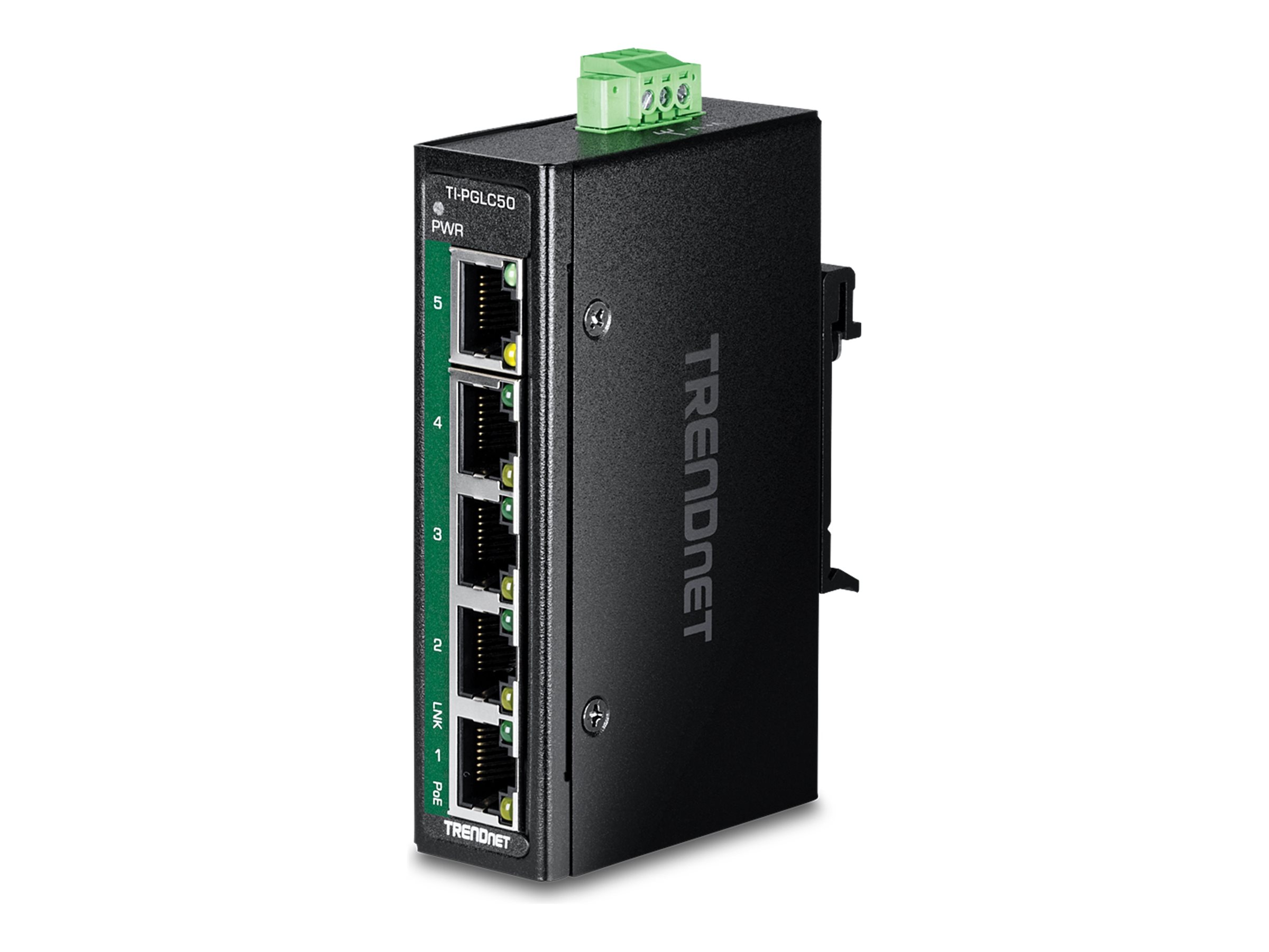 TRENDnet TI-PGLC50 - Version V1 - switch - industrial mini - 5 ports - TAA Compliant