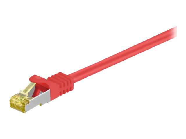 Goobay RJ45 netværkskabel S/FTP (PiMF), 500 MHz, med CAT 7 råkabel, rød, 15 m LSZH halogenfri kabelkappe, kobber, RJ45-hanstik (CAT 6A)
