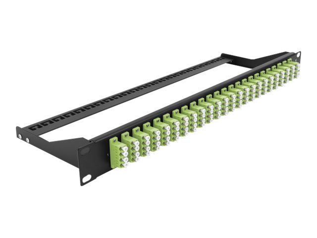 Delock - Patch-panel - stativmonterbar - LC Quad MM x 24 - sort, limegrøn - 1U - 19