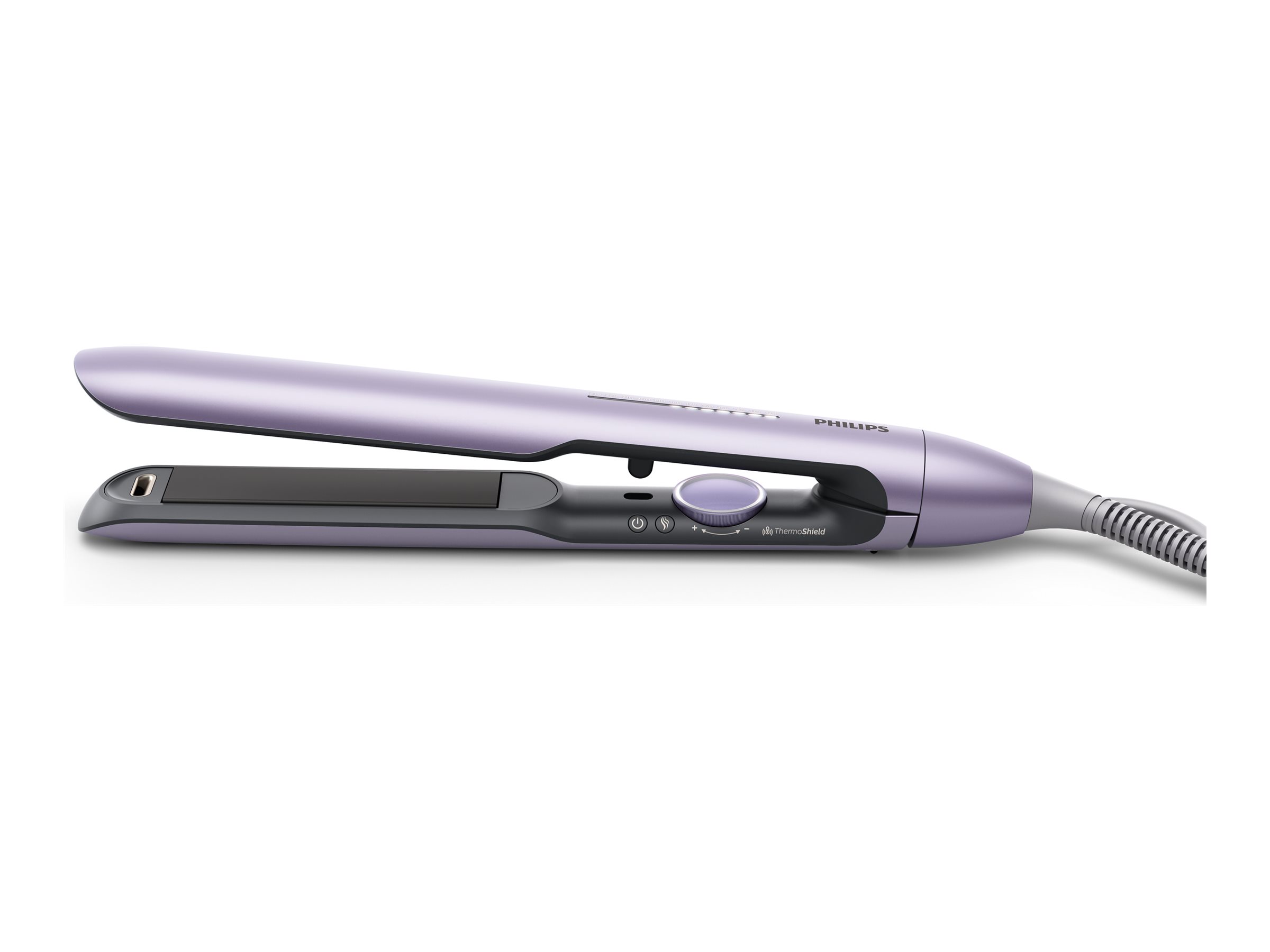 Philips | Hair straightener | BHS742/00 | Ceramic heating system | Ionic function | Display LED | Temperature (min) 120 °C | Temperature (max) 230 °C | Number of heating levels 12 | Purple