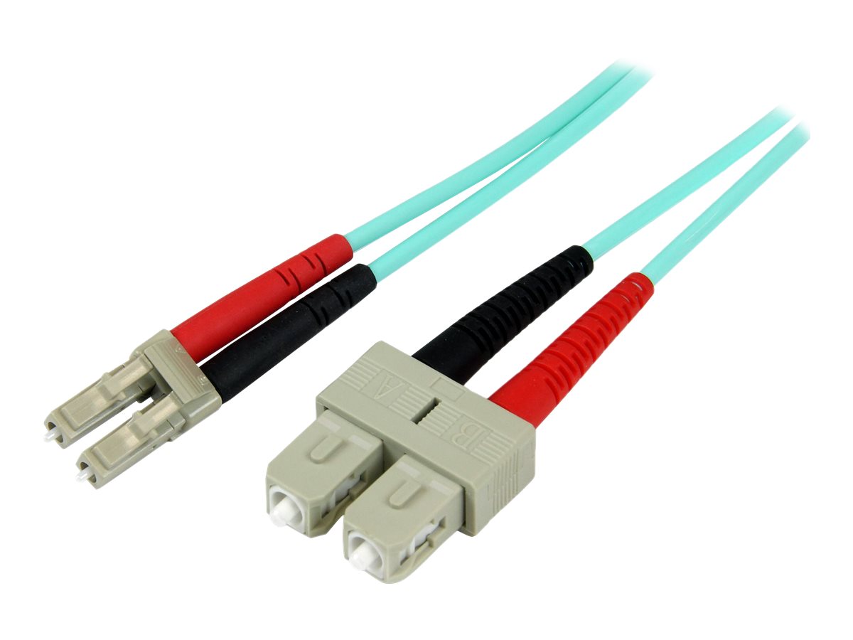 StarTech.com 1m Fiber Optic Cable - 10 Gb Aqua - Multimode Duplex 50/125 - LSZH - LC/SC - OM3 - LC to SC Fiber Patch Cable - patch cable - 1 m - aqua - Blå - 1m