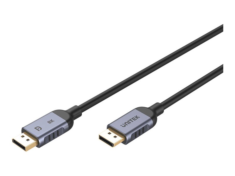 DisplayPort-kabel UNITEK 2.1, 1,5 m – sort/grå