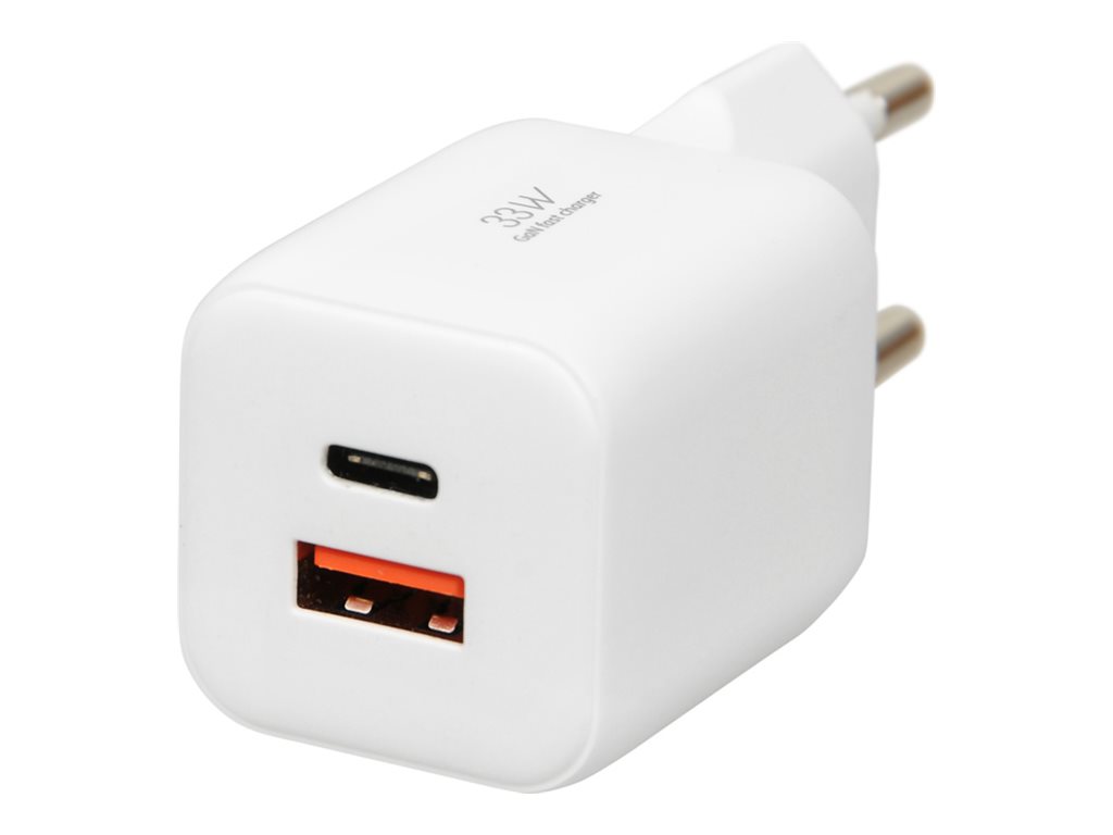 Vægoplader 33 W GaN med PD 3.0 – iBox C-42, hvid