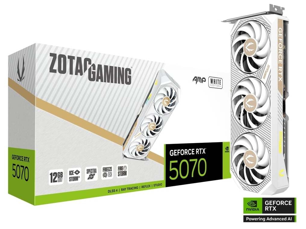 ZOTAC GeForce RTX 5070 AMP White - 12GB GDDR7 RAM - Grafikkort