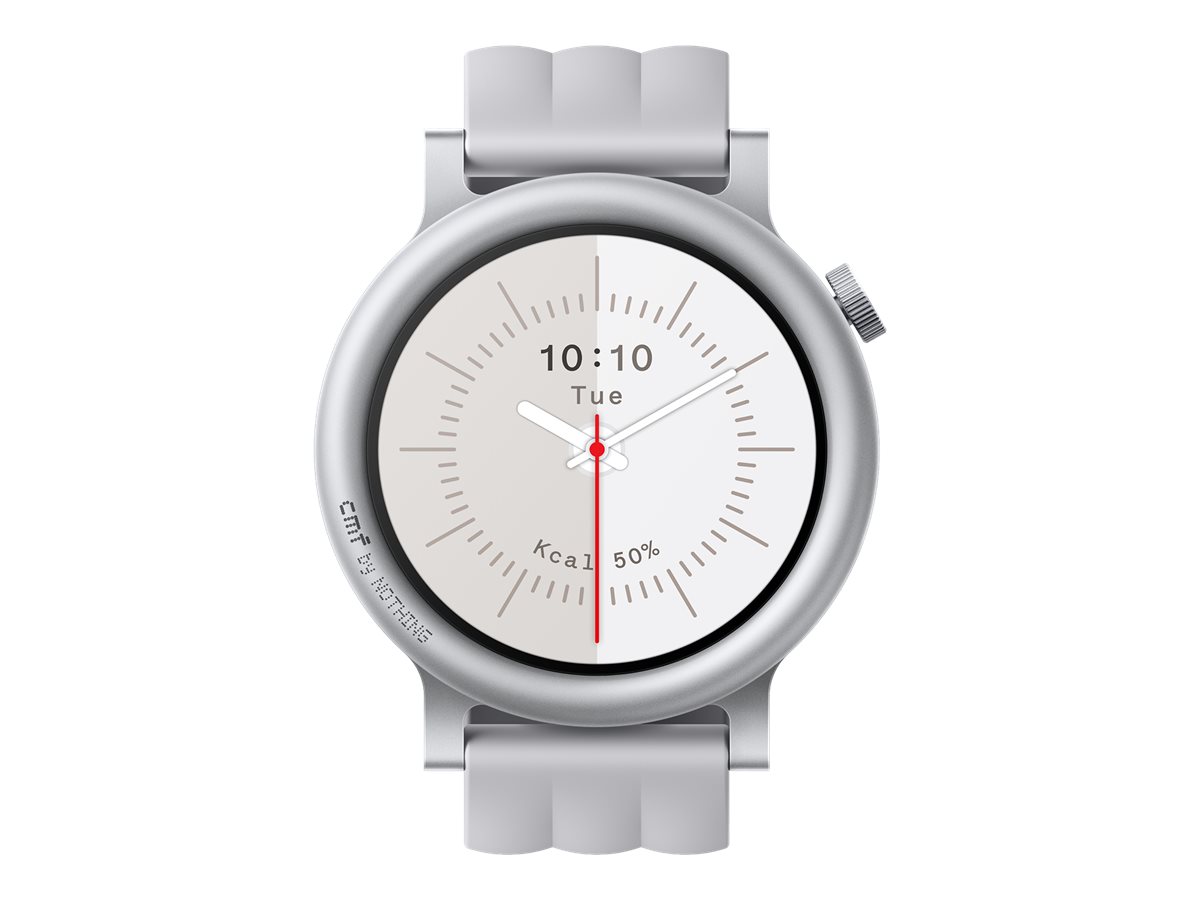 CMF Watch 3 Pro - Metal - smart ur med rem - flydende silikone - håndledsstørrelse: op til 258 mm - display 1.43 - Bluetooth - 51 g - lysegrå