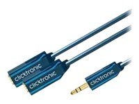 ClickTronic 3,5 mm AUX-adapterkabel, stereo Premium-kabel | 1x 3,5 mm jackkontakt  2x 3,5 mm jackkontakt | 0,1 m | OFC innerledare