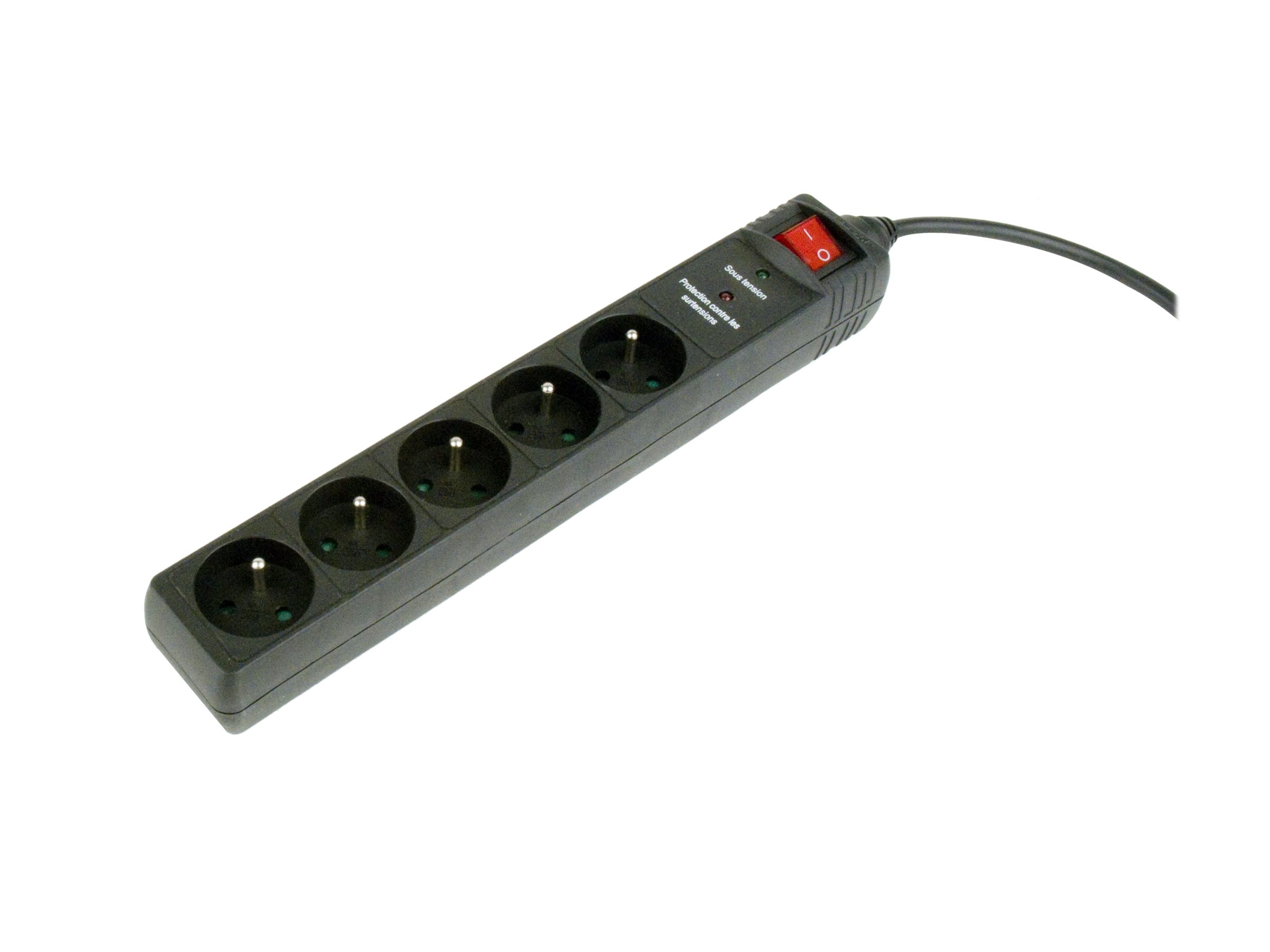 Gembird EnerGenie SPF5-C-5 - Overspændingsbeskytter - AC 250 V - udgangsstik: 5 - 1,5 m ledning - sort