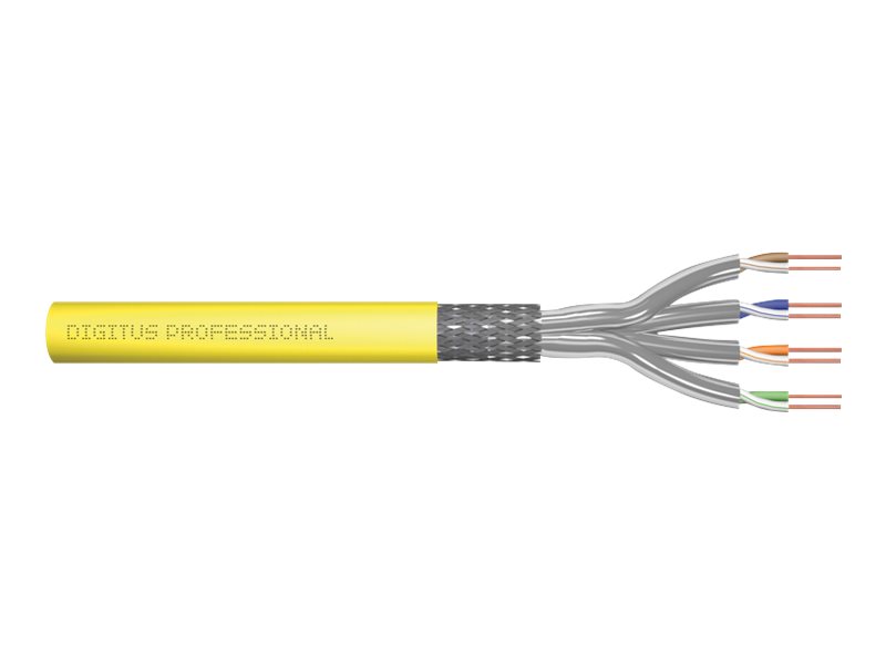 DIGITUS Professional CAT 7a Kabel med afskærmning med folie og kobberfletning (SFTP 100m Bulkkabel Yellow RAL 1016