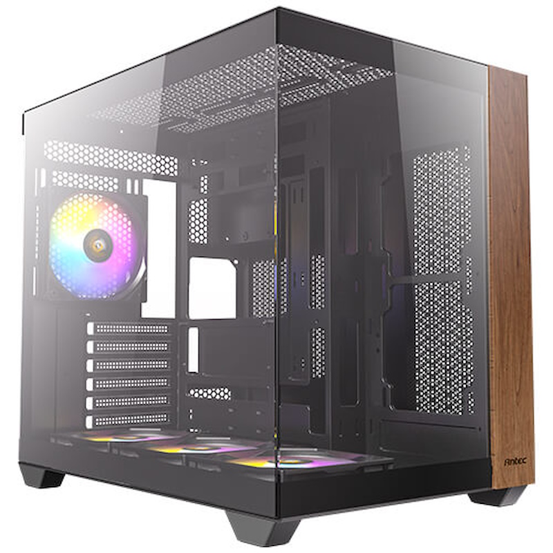 Antec CX800M Wood ARGB - Mid tower gaming - ATX - sidepanel med vindue (hærdet glas) - ingen strømforsyning (ATX) - USB/Audio/Mic