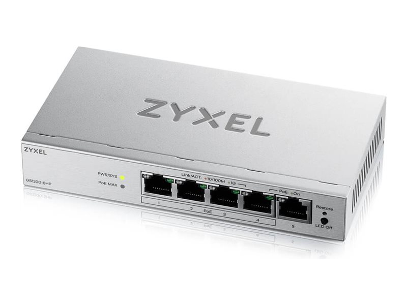 Zyxel Gs1200-5hpv3 Administreret L2 Gigabit Ethernet (10/100/1000) Strøm Over Ethernet (poe) Desktop Grå