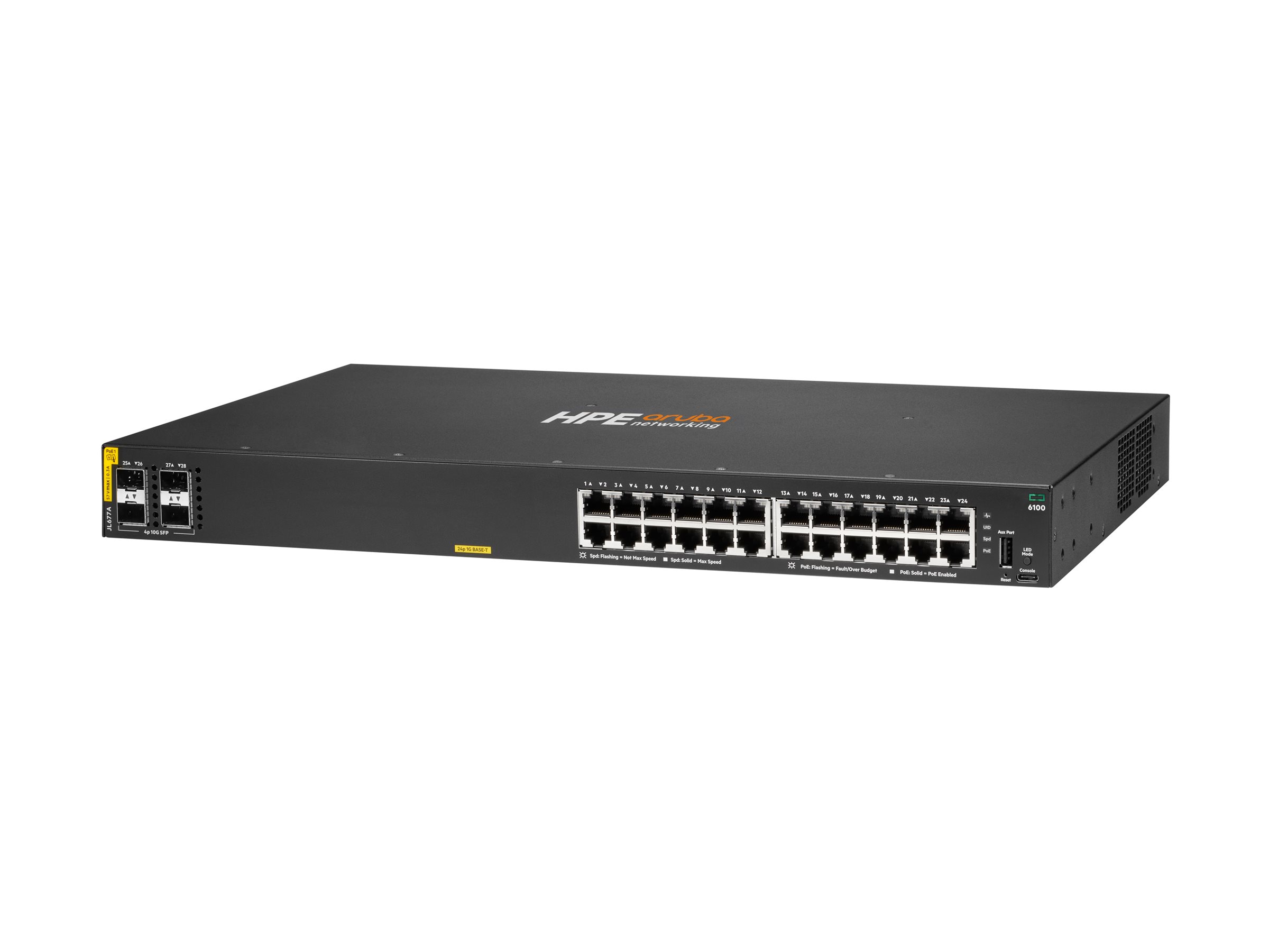 HPE Aruba 6100 24G Class4 PoE 4SFP+ Switch 28-porte 10 Gigabit Ethernet PoE+
