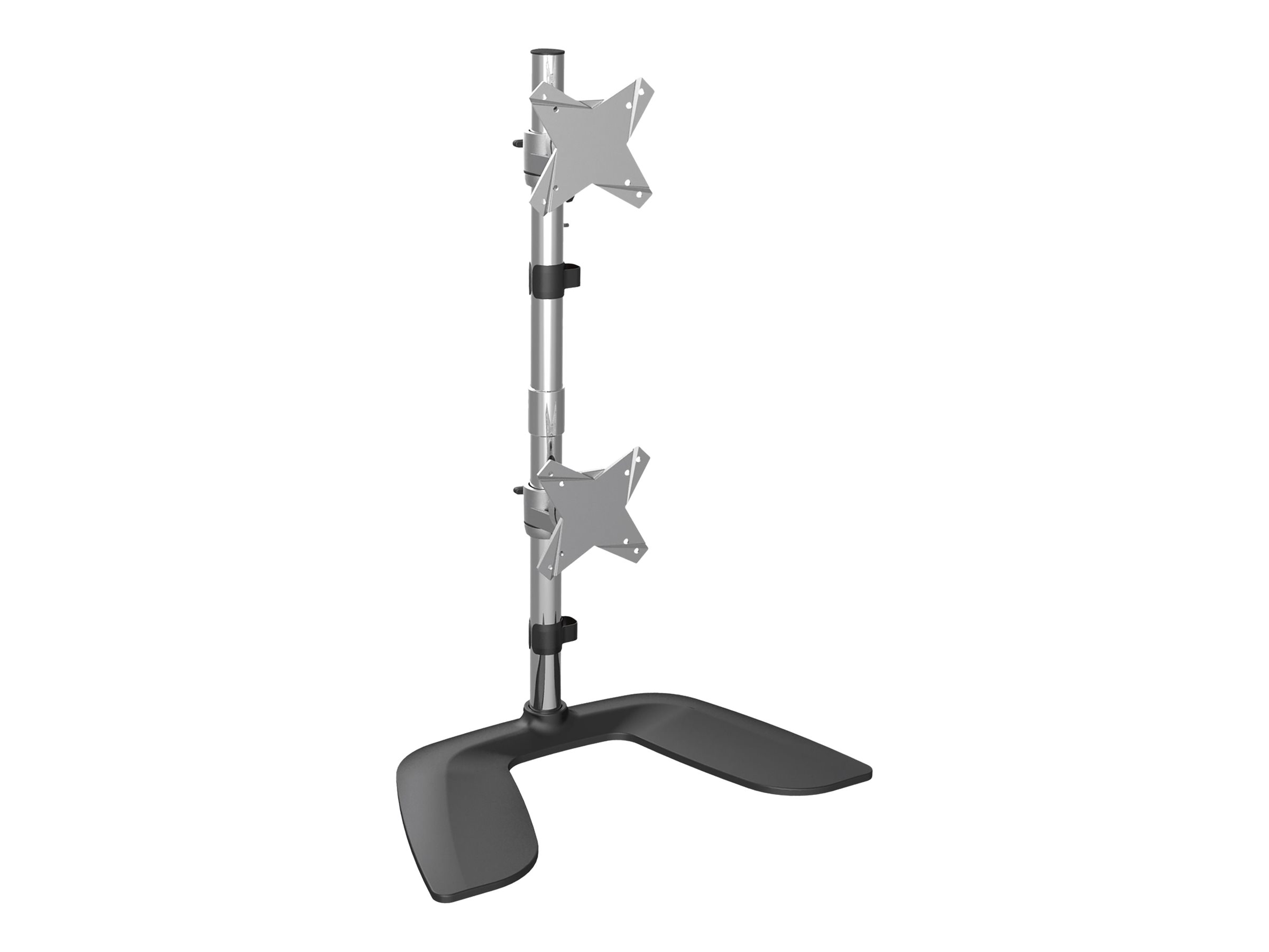 StarTech.com Vertical Dual Monitor Stand, Ergonomic Desktop Stacked Two Monitor Stand up to 27" VESA Mount Displays, Free Standing Universal Monitor
