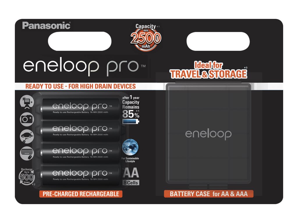 Panasonic eneloop pro BK-3HCDEC4BE - Batteri 4 x AA type - NiMH - (genopladelige) - 2500 mAh