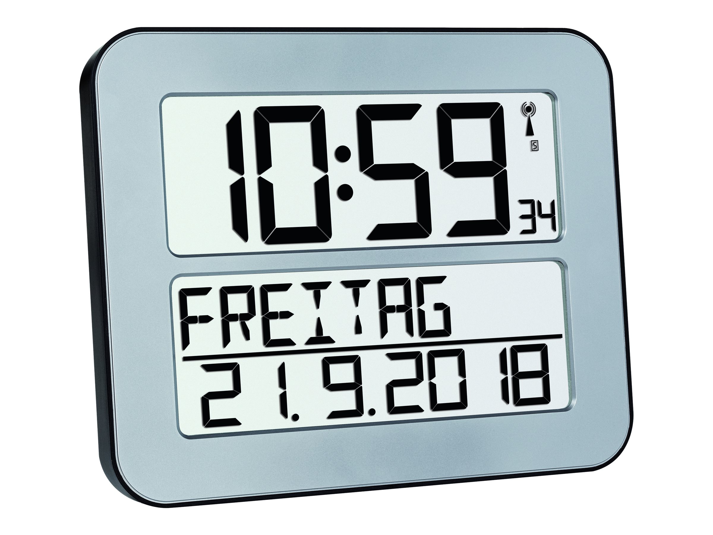 TFA Time Line Max - Alarmur - elektronisk - desktop, vægmonterbar - sølv