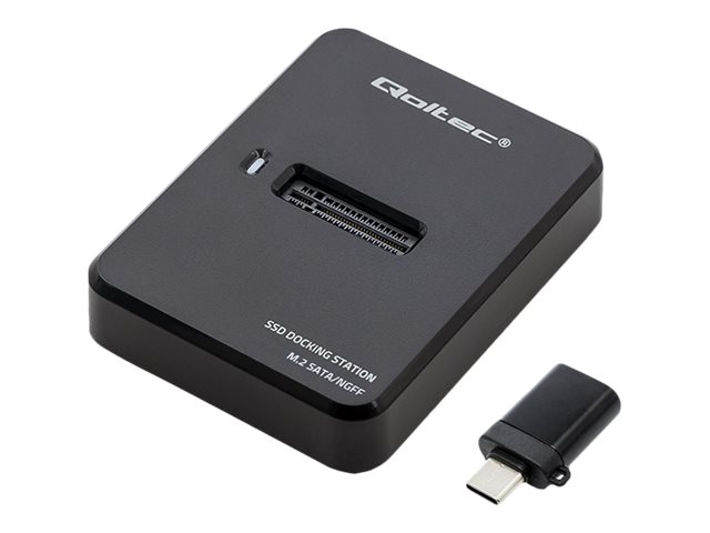 Qoltec - SSD-dockingstation - båse: 1 - M.2 - M.2 Card (SATA) - USB 3.1 (Gen 1) - sort