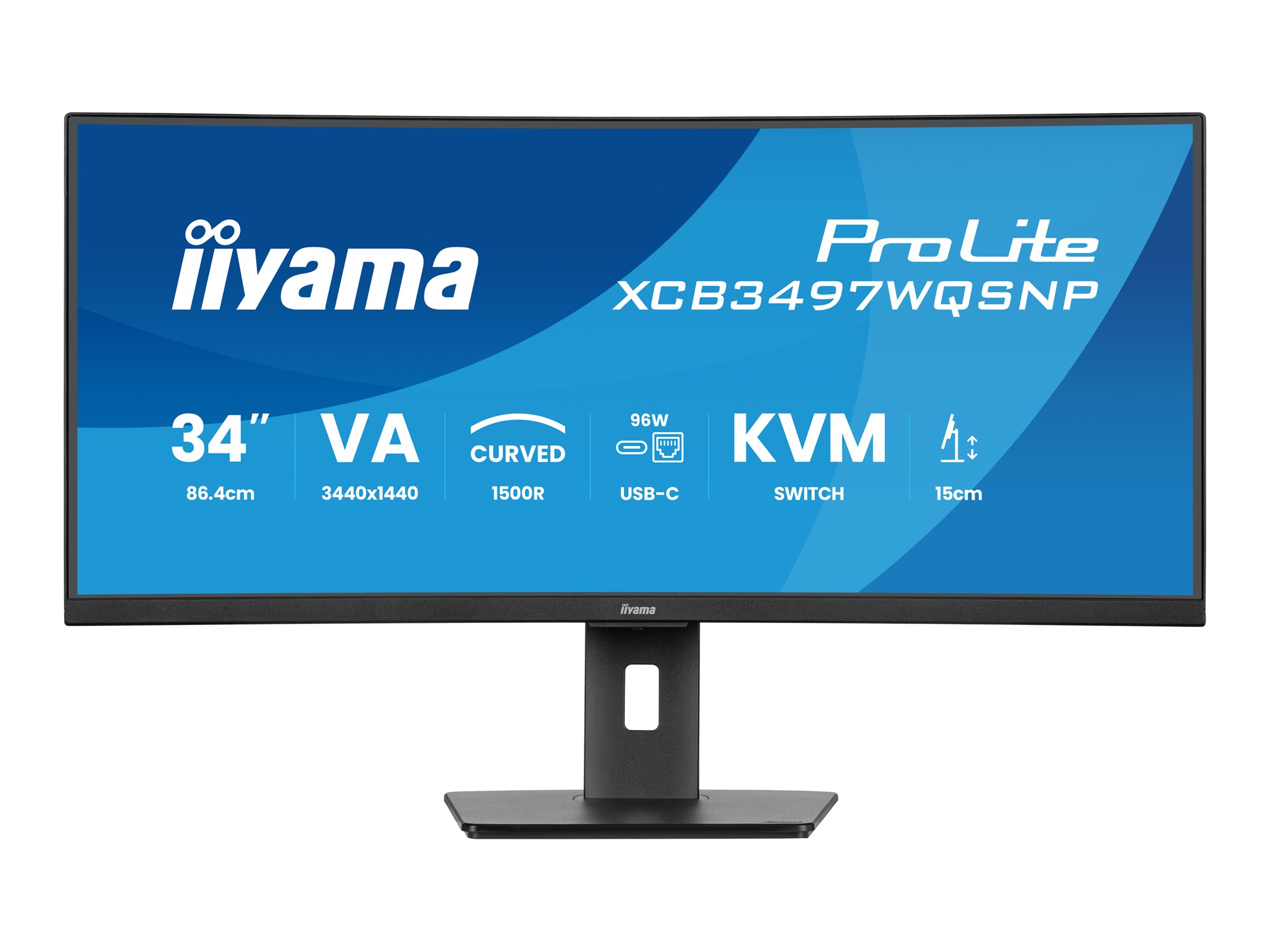 34" iiyama ProLite XCB3497WQSNP-B1 - 3440x1440 (UWQHD) - 120Hz - VA - 95W USB-C - KVM switch