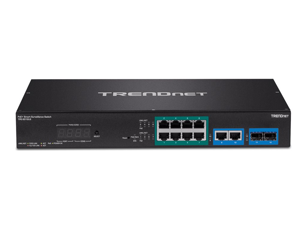 TRENDnet TPE-3012LS 12-Port Gigabit PoE+ Smart Surveillance Switch