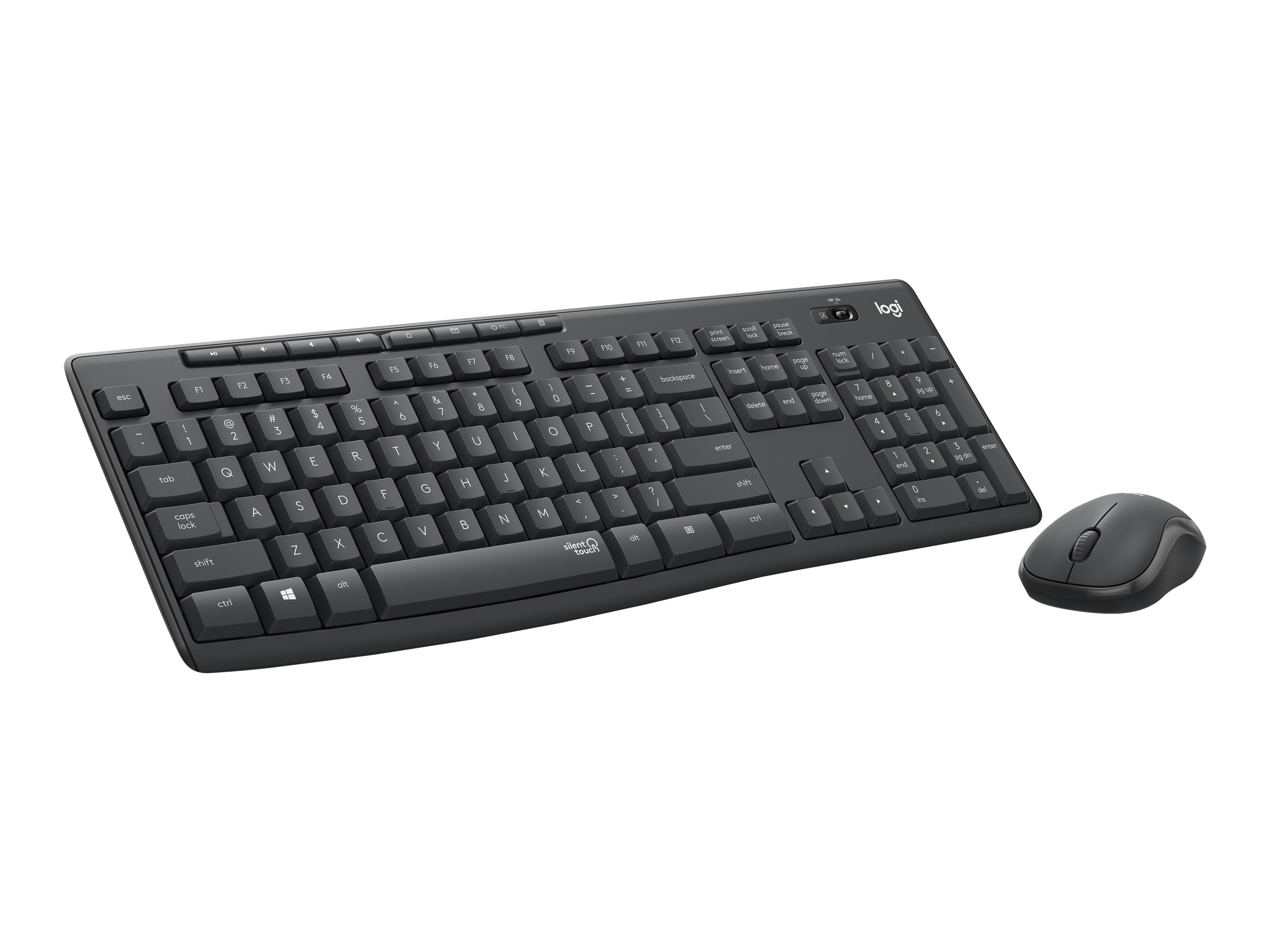 Logitech MK295 Silent - keyboard and mouse set - QWERTZ - Swiss - graphite - Tastatur & Mus sæt - Schweizisk - Sort