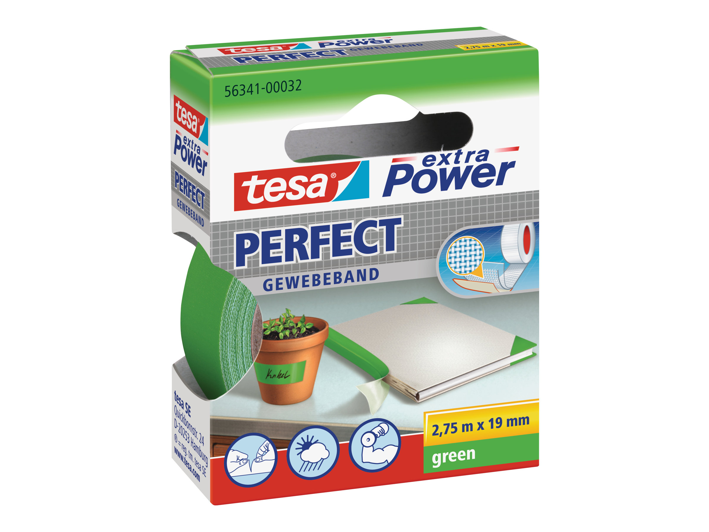 Tesa extra Power Perfect Grøn Stoftape