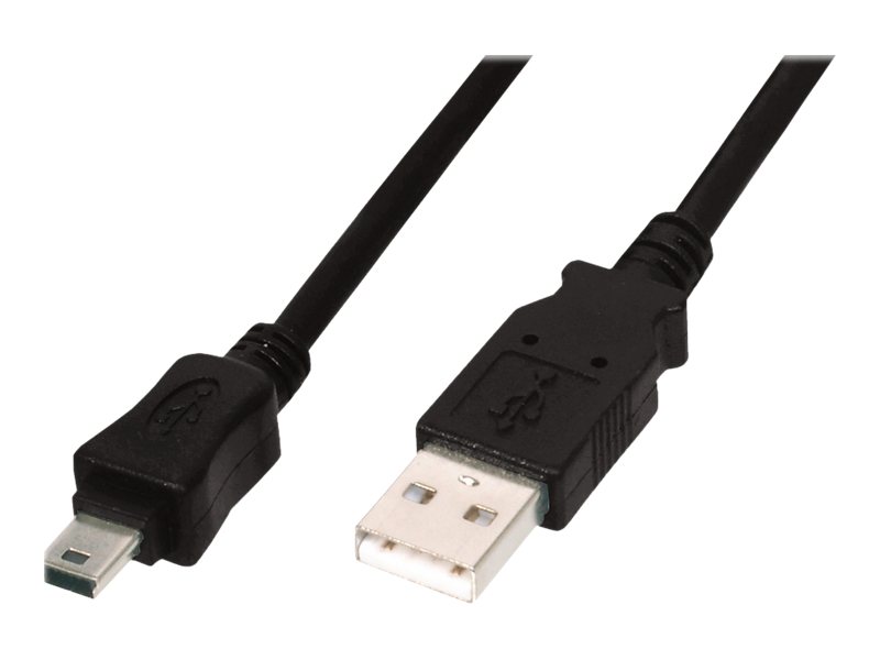 ASSMANN - USB-kabel - mini-USB type B (han) til USB (han) - USB 2.0 - 3 m - formet - sort