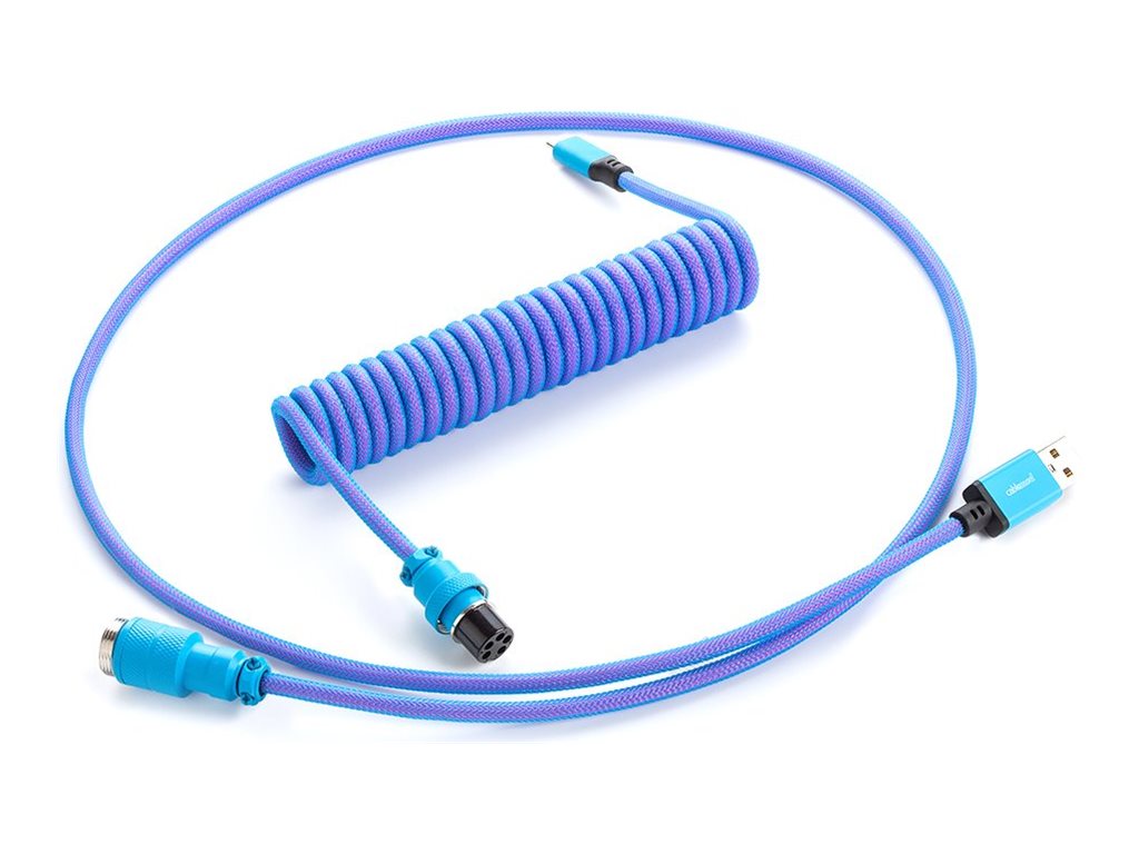 CableMod Pro Coiled Keyboard Cable USB A to USB Type C, Galaxy Blue - 150cm USB Kabler - GEEKD.dk