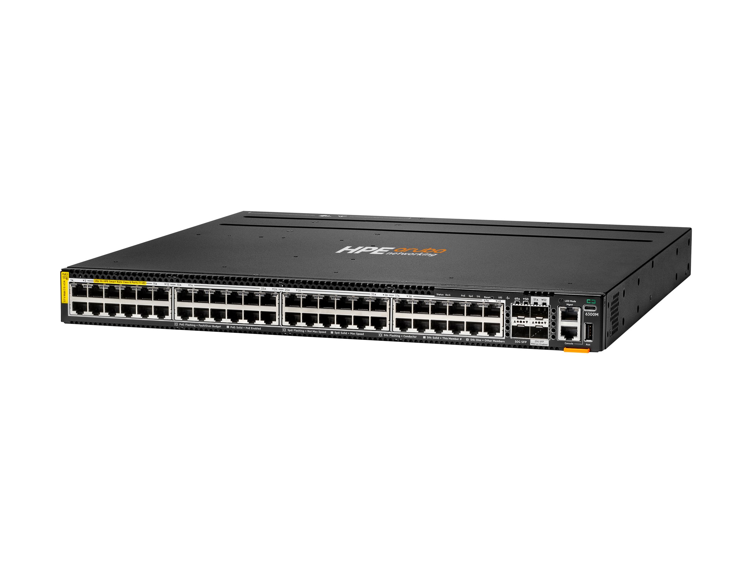 Hpe Aruba Networking Cx 6300m 48p Smart Rate 1g/2.5g/5g Class8 Poe 2p 50g 2p 25g Switch Administreret 5g Ethernet (100/1000/5000) Strøm Over Ethernet (poe)