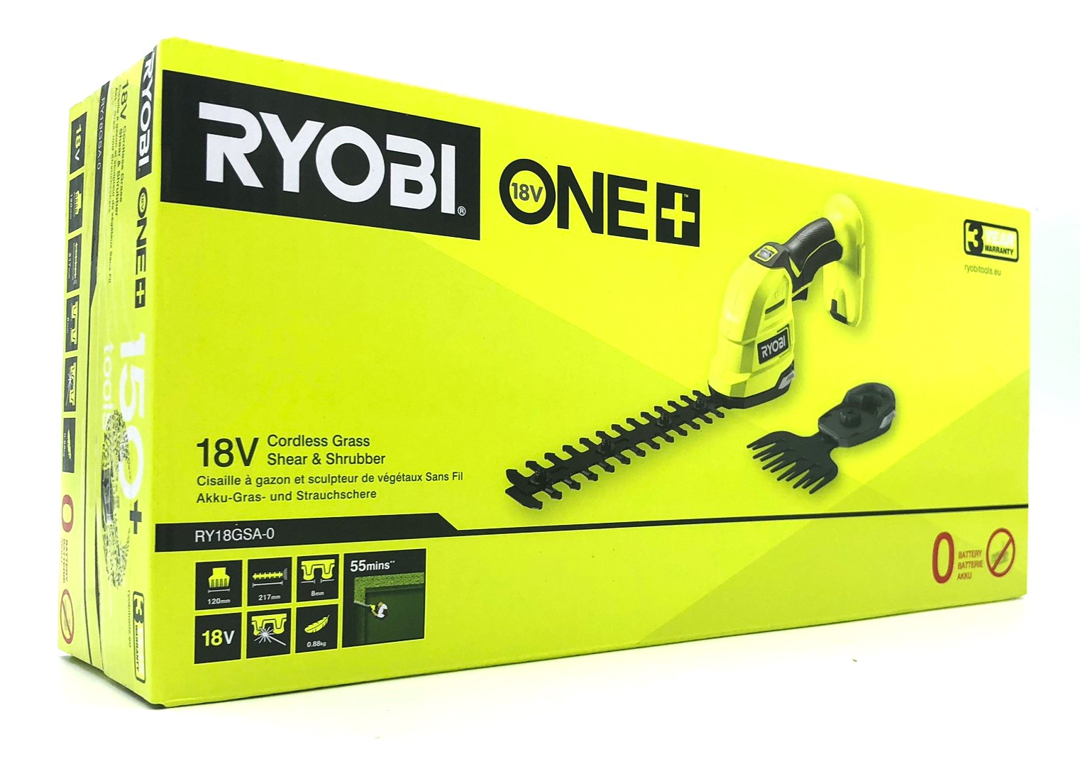 Ryobi RY18GSA-0 ONE+ 18V 2-i-1 græs-/hækkeklipper – Solo