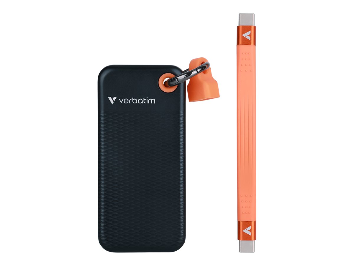 Verbatim Pocket - SSD - 2 TB - nøglering med kabeltilslutning - ekstern (bærbar) - M.2 - USB 3.2 Gen 2 (USB-C stikforbindelse) - sort/orange