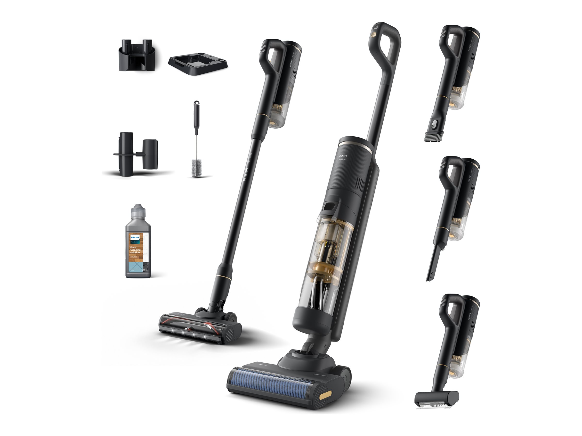 Philips 7000 Series XW7264/11 3-i-1 ledningsfri støvsuger – tør & våd, posefri, 160 W, sort