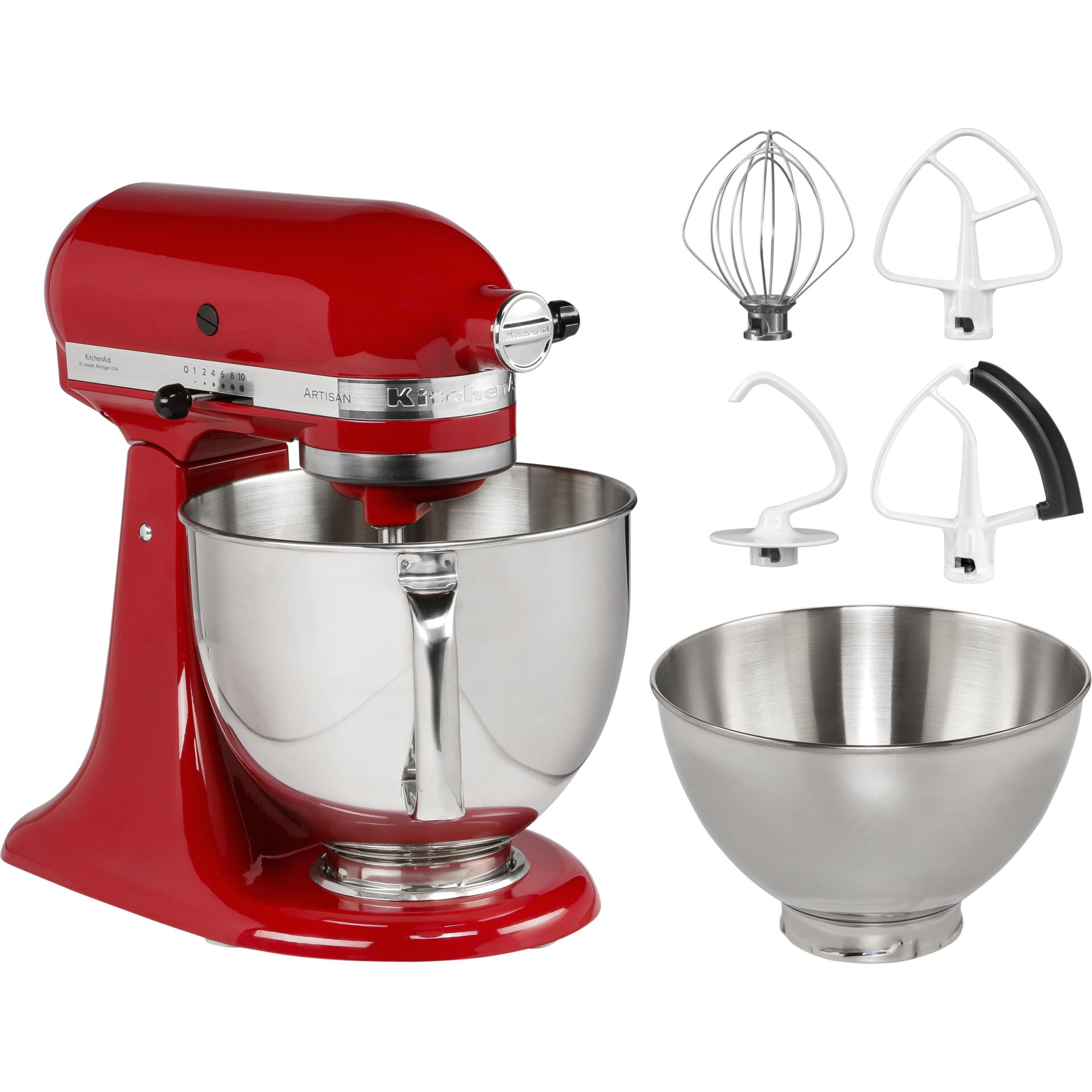 KitchenAid Artisan 5KSM175 køkkenmaskine med ekstra tilbehør 4,8 L Empire red