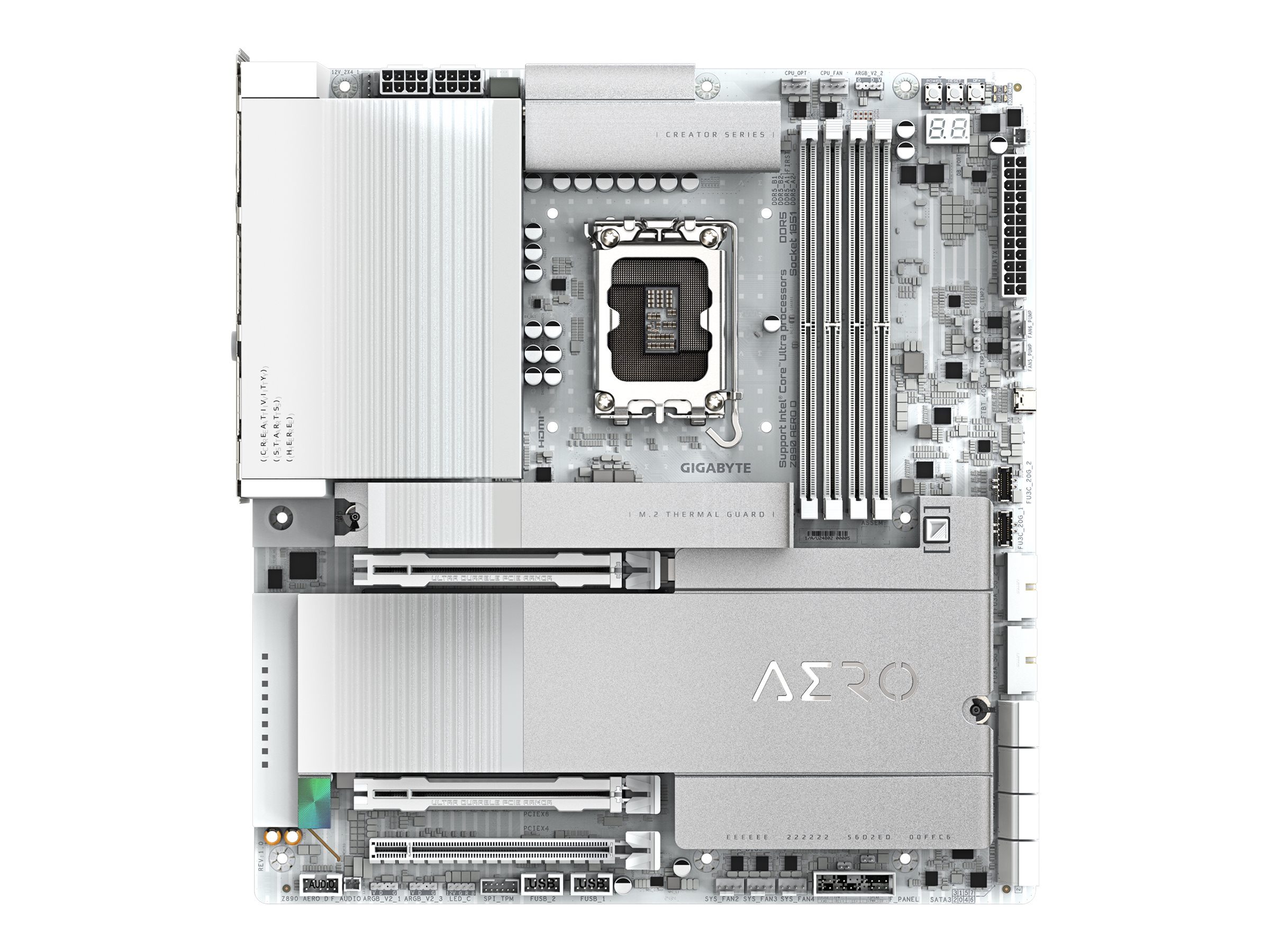Gigabyte Z890 AERO D - Bundkort - udvidet ATX - LGA1851 sokkel - Z890 Chipset - USB 3.2 Gen 2, USB 3.2 Gen 1, USB4 - 2 x 2.5 Gigabit LAN, Bluetooth, Wi-Fi 7 - onboard grafik (CPU påkrævet) - HD Audio (8-kanaler)