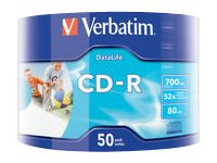 Verbatim DataLife - 50 x CD-R - 700 MB (80 min) 52x - printbar overflade - spindle