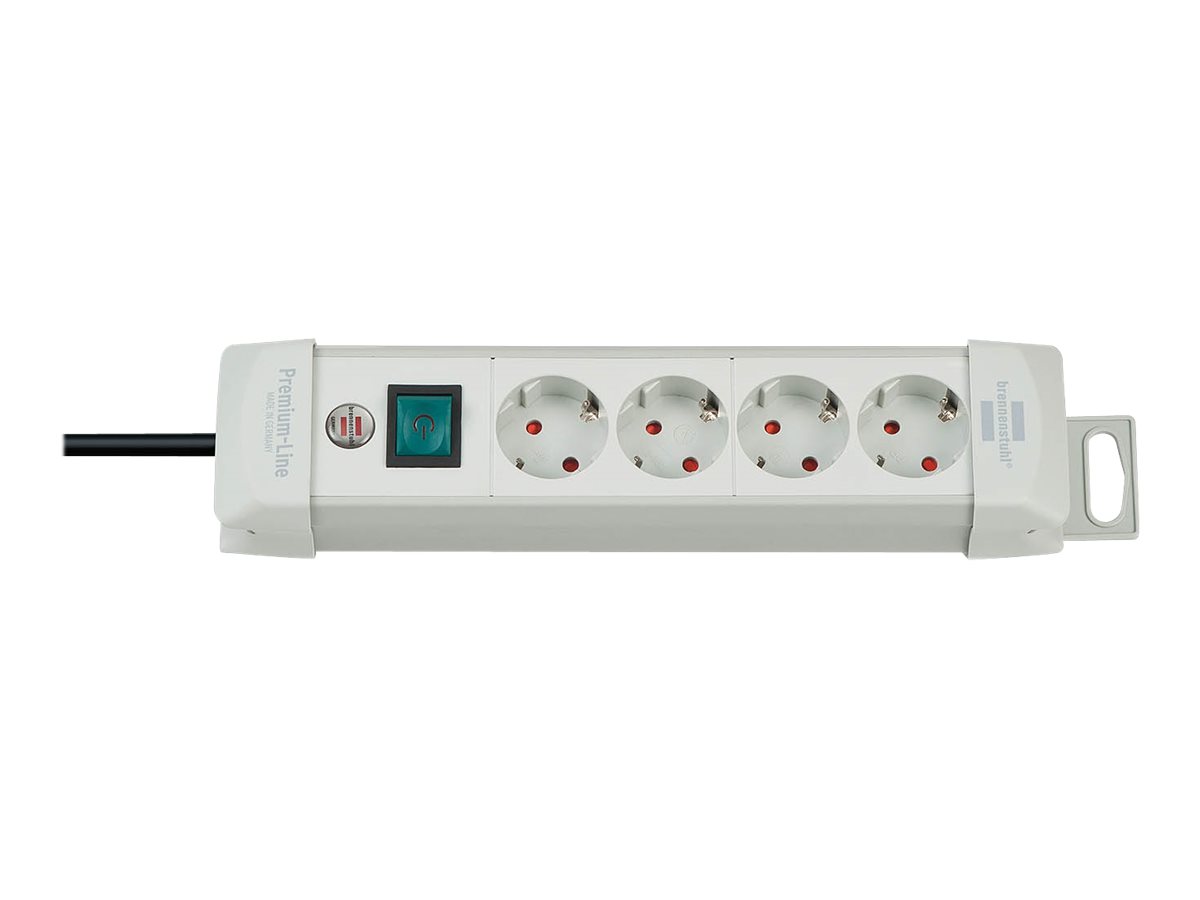 brennenstuhl Premium-Line extension socket H05VV-F 3G1,5 - Stikdåse - input: strøm - output-stikforbindelser: 4 (strøm) - 1.8 m ledning - lysegrå