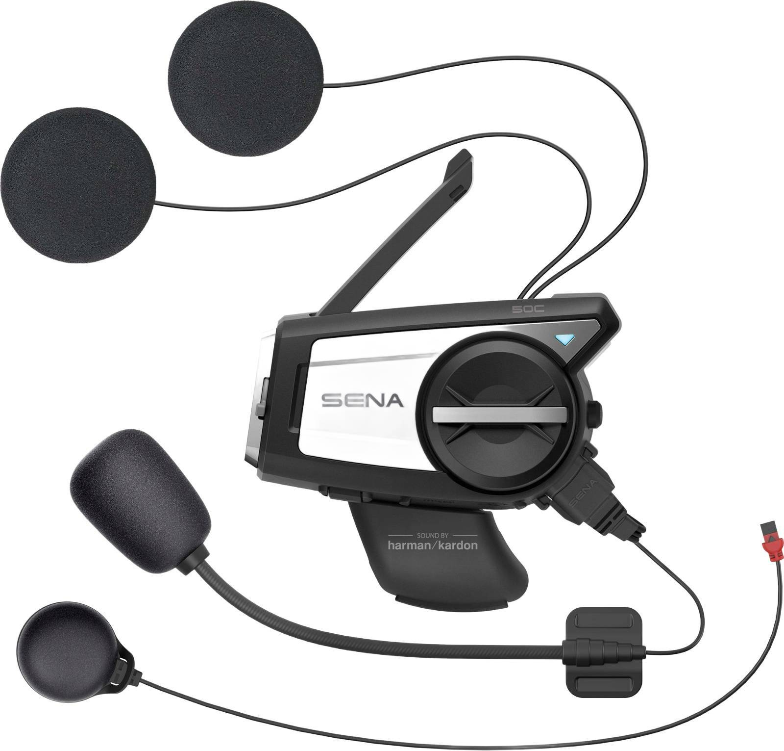 Trådløst motorcykel-intercom med kamera - SENA 50C, Bluetooth 5.0, sort
